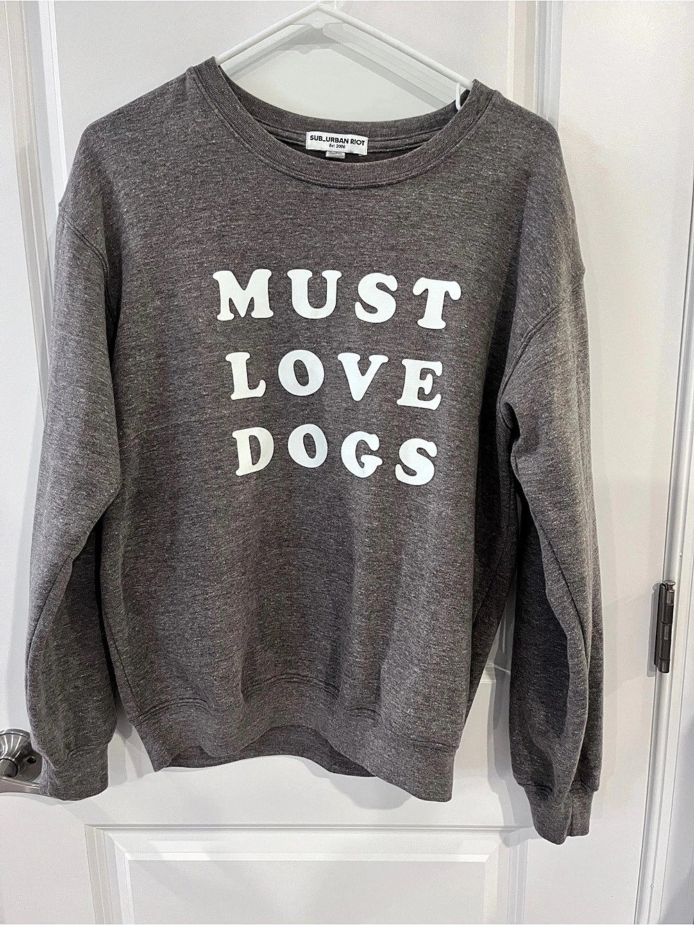 Sub_Urban Riot "Must Love Dogs" Heather Gray Crewneck Sweatshirt S